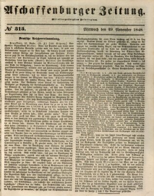 Aschaffenburger Zeitung Mittwoch 29. November 1848