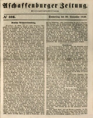 Aschaffenburger Zeitung Donnerstag 30. November 1848