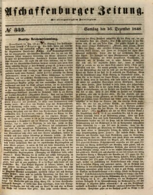 Aschaffenburger Zeitung Samstag 16. Dezember 1848