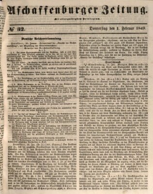 Aschaffenburger Zeitung Donnerstag 1. Februar 1849