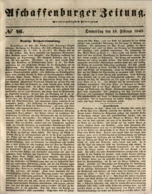 Aschaffenburger Zeitung Donnerstag 15. Februar 1849