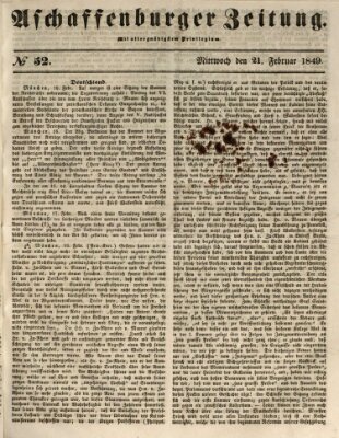 Aschaffenburger Zeitung Mittwoch 21. Februar 1849