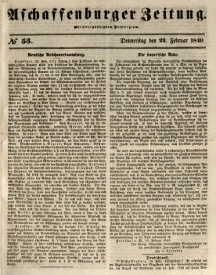 Aschaffenburger Zeitung Donnerstag 22. Februar 1849