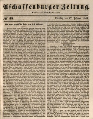 Aschaffenburger Zeitung Dienstag 27. Februar 1849