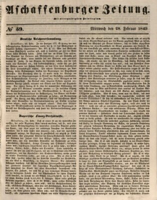 Aschaffenburger Zeitung Mittwoch 28. Februar 1849