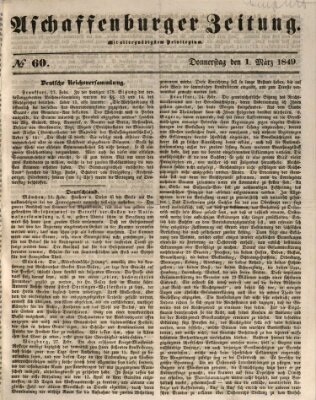 Aschaffenburger Zeitung Donnerstag 1. März 1849