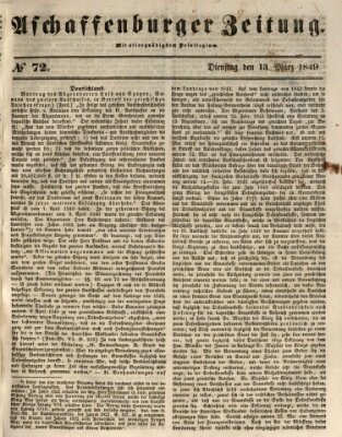 Aschaffenburger Zeitung Dienstag 13. März 1849