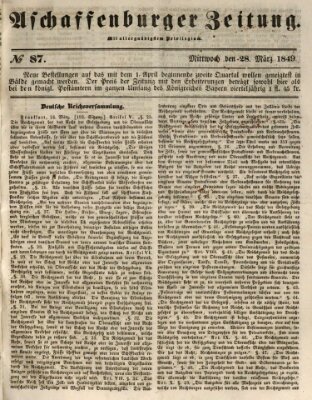 Aschaffenburger Zeitung Mittwoch 28. März 1849