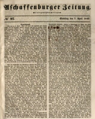 Aschaffenburger Zeitung Samstag 7. April 1849