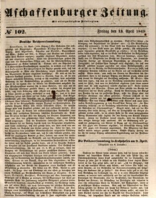 Aschaffenburger Zeitung Freitag 13. April 1849