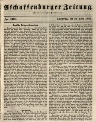 Aschaffenburger Zeitung Donnerstag 19. April 1849