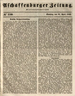 Aschaffenburger Zeitung Samstag 21. April 1849