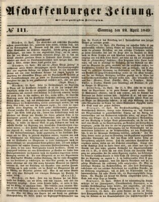 Aschaffenburger Zeitung Sonntag 22. April 1849