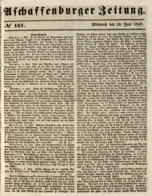 Aschaffenburger Zeitung Mittwoch 13. Juni 1849