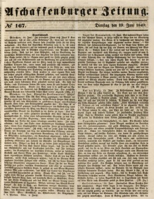 Aschaffenburger Zeitung Dienstag 19. Juni 1849