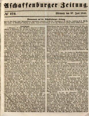 Aschaffenburger Zeitung Mittwoch 27. Juni 1849