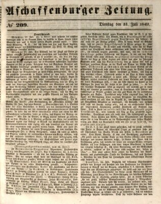 Aschaffenburger Zeitung Dienstag 31. Juli 1849