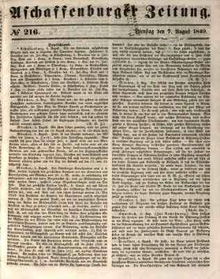 Aschaffenburger Zeitung Dienstag 7. August 1849