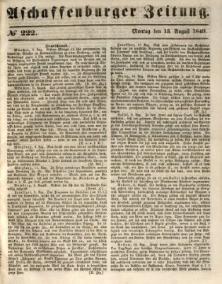 Aschaffenburger Zeitung Montag 13. August 1849