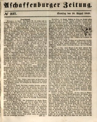 Aschaffenburger Zeitung Samstag 18. August 1849