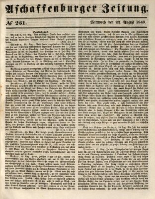 Aschaffenburger Zeitung Mittwoch 22. August 1849