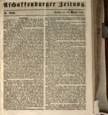 Aschaffenburger Zeitung Freitag 24. August 1849