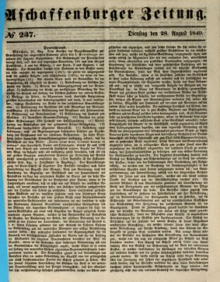 Aschaffenburger Zeitung Dienstag 28. August 1849