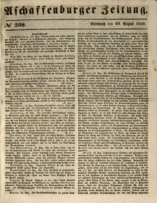 Aschaffenburger Zeitung Mittwoch 29. August 1849