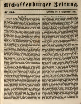 Aschaffenburger Zeitung Dienstag 4. September 1849