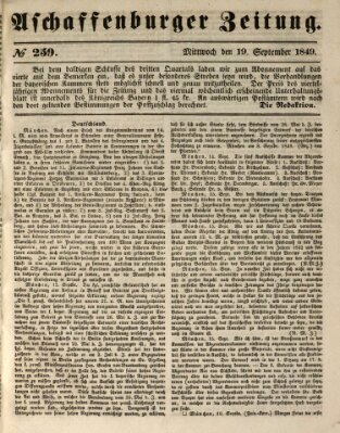 Aschaffenburger Zeitung Mittwoch 19. September 1849