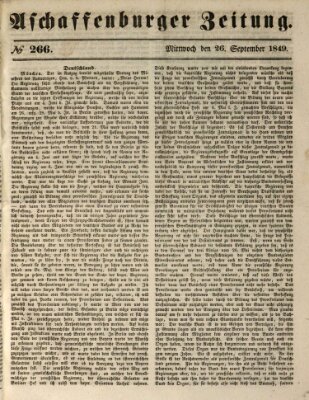 Aschaffenburger Zeitung Mittwoch 26. September 1849