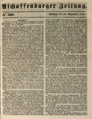 Aschaffenburger Zeitung Samstag 29. September 1849