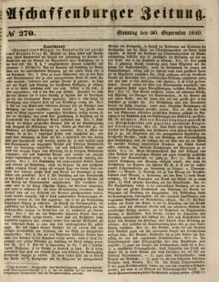 Aschaffenburger Zeitung Sonntag 30. September 1849