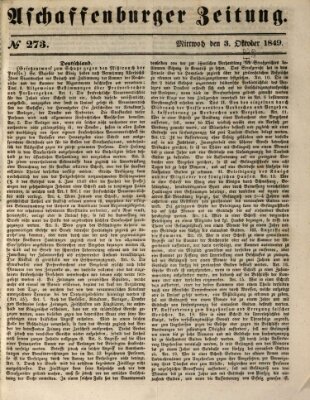 Aschaffenburger Zeitung Mittwoch 3. Oktober 1849