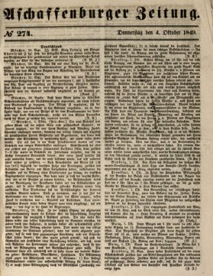 Aschaffenburger Zeitung Donnerstag 4. Oktober 1849