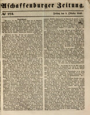 Aschaffenburger Zeitung Freitag 5. Oktober 1849