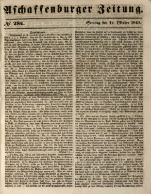 Aschaffenburger Zeitung Sonntag 14. Oktober 1849