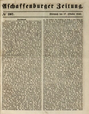 Aschaffenburger Zeitung Mittwoch 17. Oktober 1849