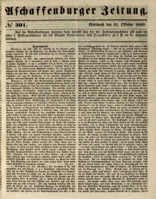 Aschaffenburger Zeitung Mittwoch 31. Oktober 1849