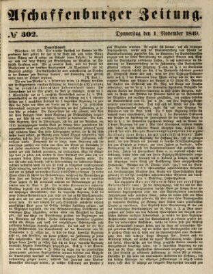 Aschaffenburger Zeitung Donnerstag 1. November 1849