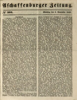 Aschaffenburger Zeitung Samstag 3. November 1849