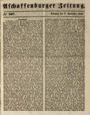 Aschaffenburger Zeitung Dienstag 6. November 1849