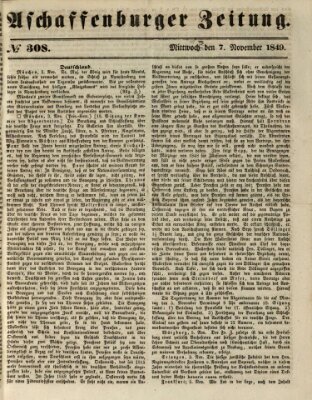 Aschaffenburger Zeitung Mittwoch 7. November 1849