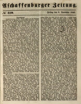 Aschaffenburger Zeitung Freitag 9. November 1849