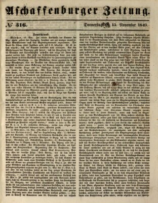 Aschaffenburger Zeitung Donnerstag 15. November 1849