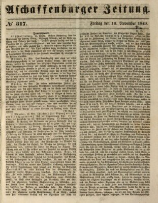 Aschaffenburger Zeitung Freitag 16. November 1849