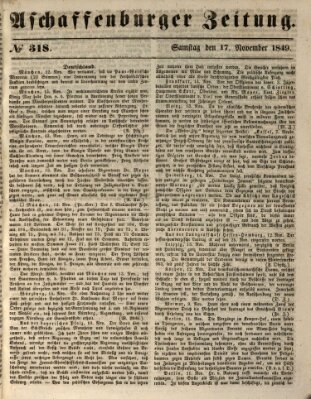 Aschaffenburger Zeitung Samstag 17. November 1849