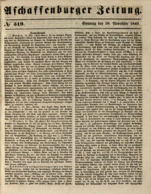 Aschaffenburger Zeitung Sonntag 18. November 1849