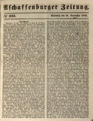 Aschaffenburger Zeitung Mittwoch 21. November 1849