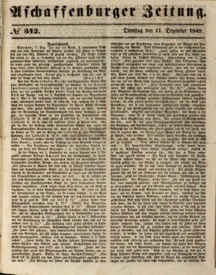 Aschaffenburger Zeitung Dienstag 11. Dezember 1849